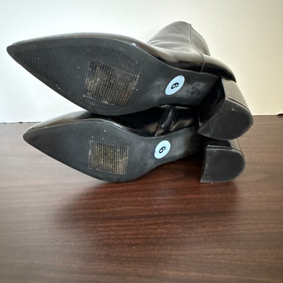 Olivia & Kate Women's Black Patent Finish Ankle Boots Zipper Size 9 - Picture 4 of 6